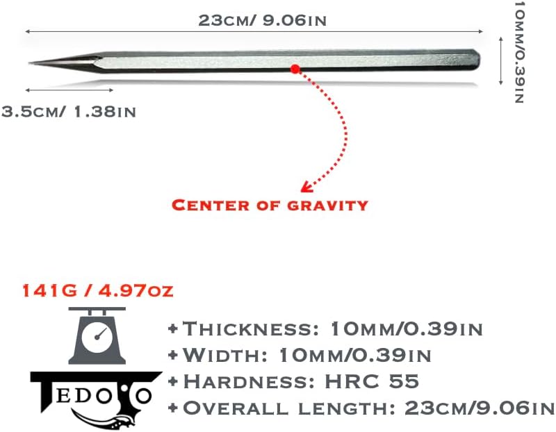 TACTICALEDGED.DOJO مجموعة مسامير رمي الفولاذية مجموعة من 3 (10 مم و12 مم) - Image 2
